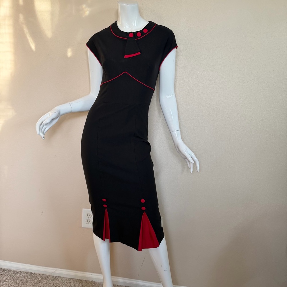 Vintage Stop Staring Black and Red Women's Dress - Picture 8 of 13